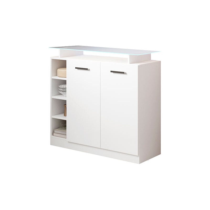Design Ameublement - Meuble d'entrée avec led 87x97x34cm 2 portes Console Modèle Paola Blanc