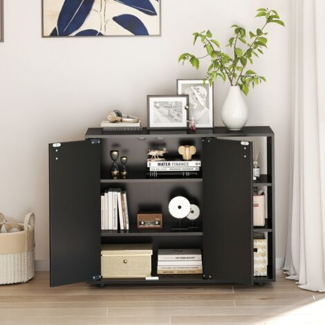 Meuble à Chaussures avec Portes Range-Chaussures à 3 Niveaux avec Étagères Ouvertes Réglables Organiseur de Rangement 80 x 31 x 64,5cm Noir