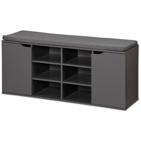 Meuble à chaussures avec siège 103x48x30,5 cm – 2 grands compartiments pour bottes – MDF durable avec coussin polyester – Rangement élégant – Kesper