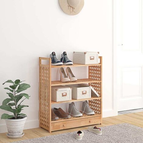 Meuble à chaussures avec tiroir-Meuble à chaussures-Étagère de rangement 70x27x81cm Bois massif de noyer 173862