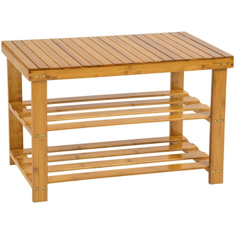 Meuble à chaussures bambou 2 niveaux 70x28x45,5cm - meuble de rangement, étagère a chaussures, armoire a chassures - marron