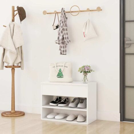 Meuble à Chaussures Banc à chaussures  Meuble d'entrée Blanc 60x30x45 cm Aggloméré 49263