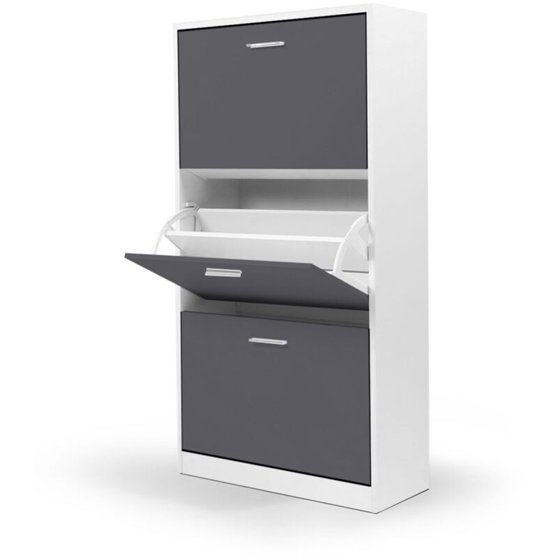 Idmarket - Meuble à chaussures 18 paires klark blanc 3 portes grises