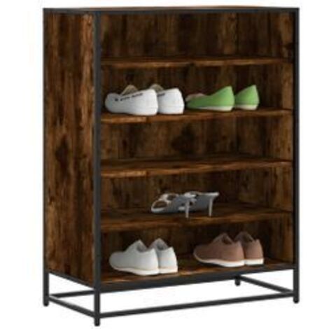 Meuble à chaussures chêne fumé bois d'ingénierie et métal