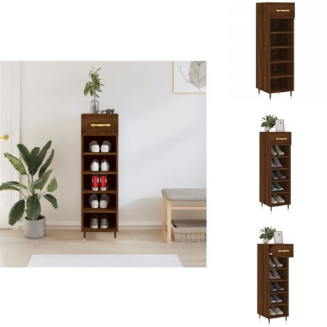 Meuble à chaussures chêne marron 30x35x105 cm bois d'ingénierie - Armoire À Chaussures - Meuble À Chaussures - Rangement Chaussures - Organisation Chaussures - Étagère Chaussures