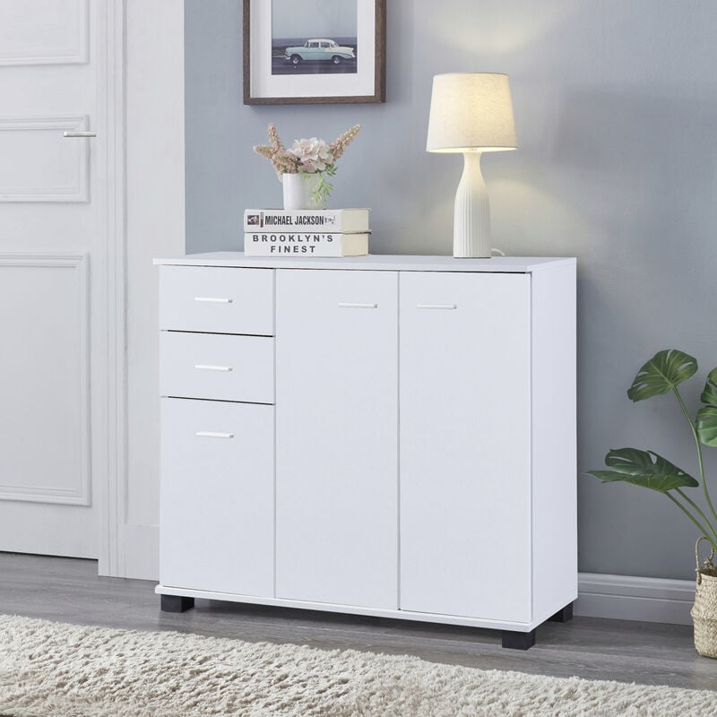 [en.casa] - Commode Crimla 76 x 80 x 28 cm blanc