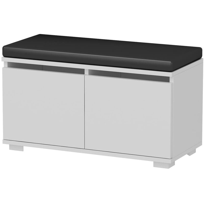 Armoire à chaussures et pouf Drago 80x35x42 cm Blanc et noir - Homemania