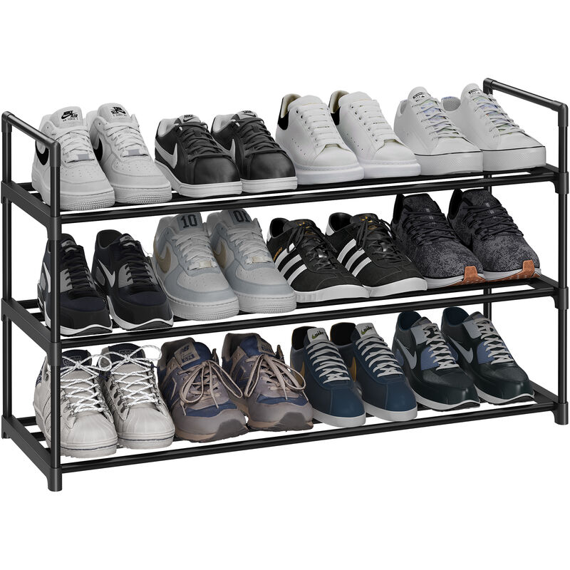 Tagère à Chaussures de 3 Niveaux, Porte-Chaussures en Métal pour 15 Paires de Chaussures, pour Salon, Entrée, Couloir, Vestiaire, 92 x 30 x 54 cm, Tagère à Chaussures de 3 Niveaux, Porte-Chaussures en Métal pour 15 Paires de Chaussures, pour Salon, Entrée, Couloir, Vestiaire, 92 x 30 x 54 cm,