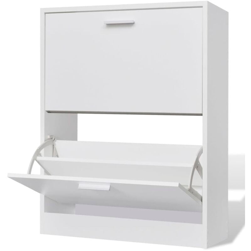 Vidaxl - Meuble à chaussures en bois avec 2 compartiments Blanc