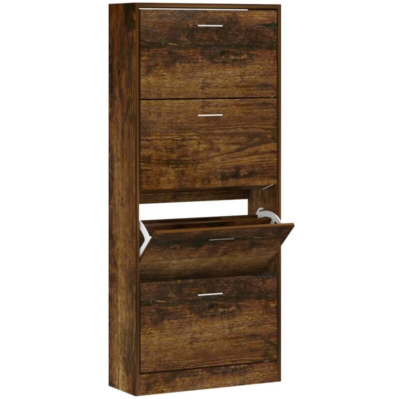 Vidaxl - Armoire à chaussures Chêne fumé 63x24x147 cm Bois d'ingénierie