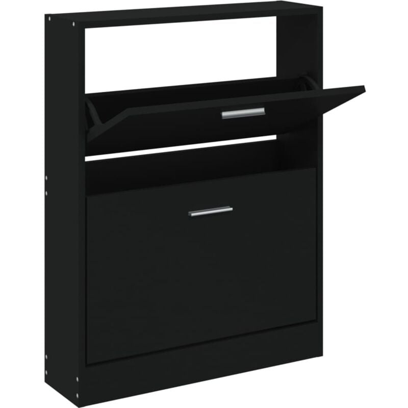 Vidaxl - Armoire à chaussures Noir 59x17x81 cm Bois d'ingénierie