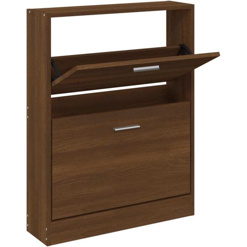 Vidaxl - Armoire à chaussures Chêne marron 59x17x81 cm Bois d'ingénierie