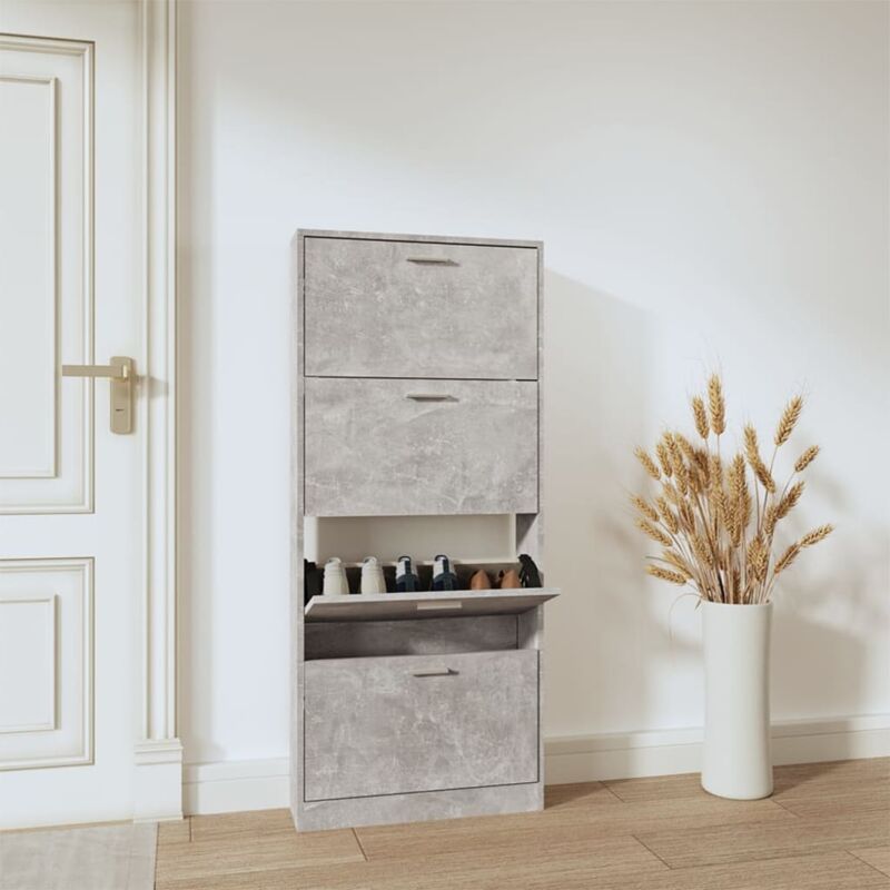 Vidaxl - Armoire à chaussures Gris béton 59x17x150 cm Bois d'ingénierie