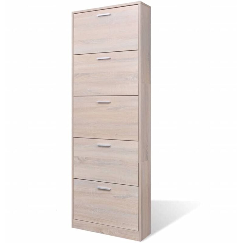 Meuble à chaussures en bois avec 5 compartiments Aspect chêne