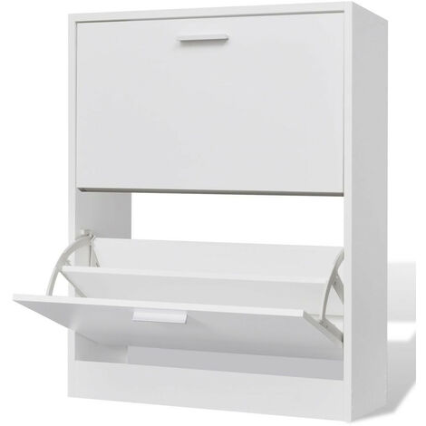 Meuble à chaussures en bois avec 2 compartiments Blanc