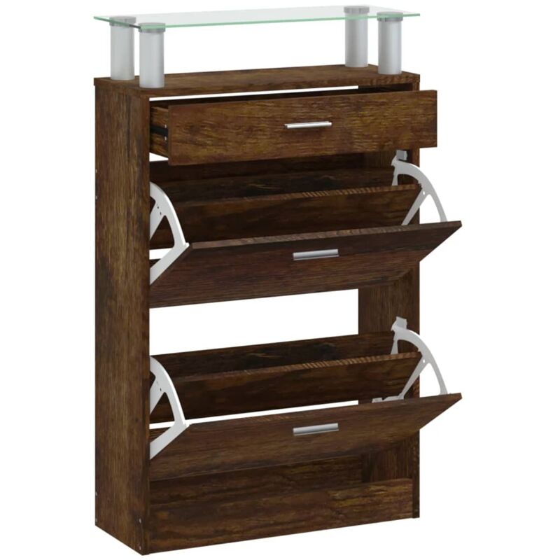 Vidaxl - Armoire à chaussures Chêne fumé 63x24x104 cm Bois d'ingénierie