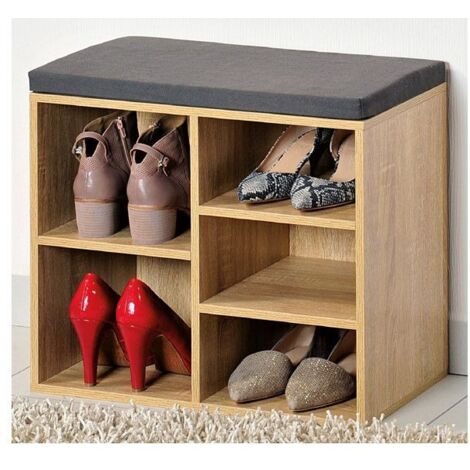 Meuble à chaussures en bois chêne Sonoma – Banc avec assise – 5 paires – Compartiments ajustables – Certifié FSC – Kesper