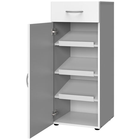 Meuble à chaussures en bois mélamine coloris blanc - longueur 40 x hauteur 98 x profondeur 40 cm