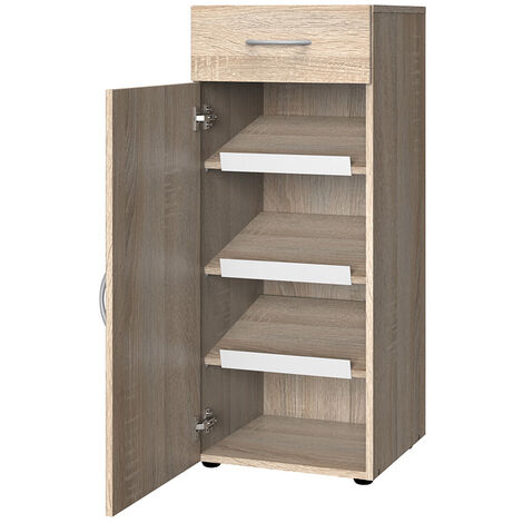 Meuble à chaussures en bois mélamine coloris imitation chêne - longueur 40 x hauteur 98 x profondeur 40 cm