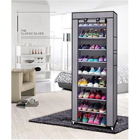 Meuble à Chaussures Tissu, 8 Compartiments, 24 Paires, Housse Amovible Meuble à Chaussures Tissu, 8 Compartiments, 24 Paires, Housse Amovible
