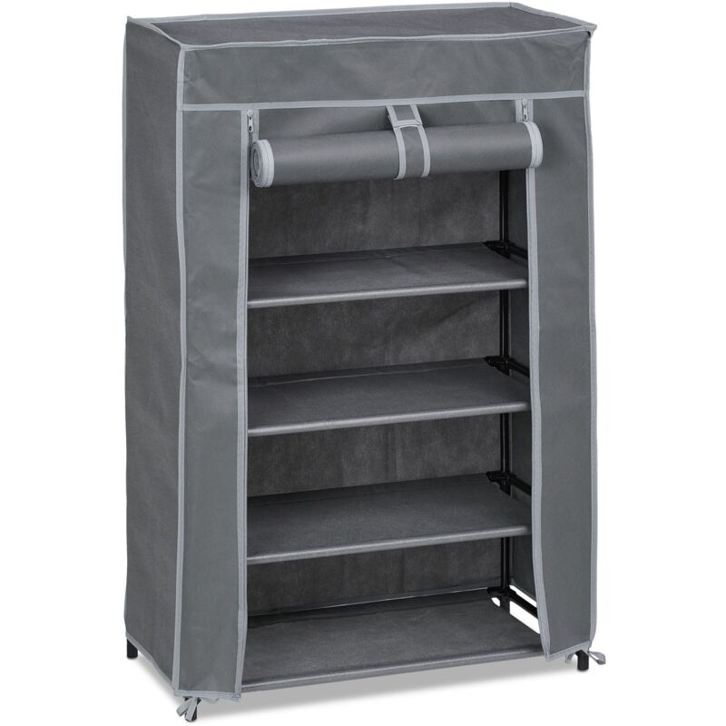 Meuble &agrave; chaussures en tissu Pendo - L. 60 x H. 90 cm - Gris