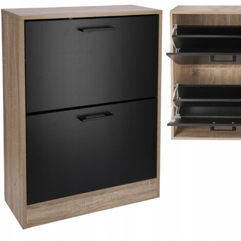 Meuble à chaussures, étagère à 2 compartiments, CHAUSSURES, commode spacieuse pour le couloir, ÉTAGÈRE
