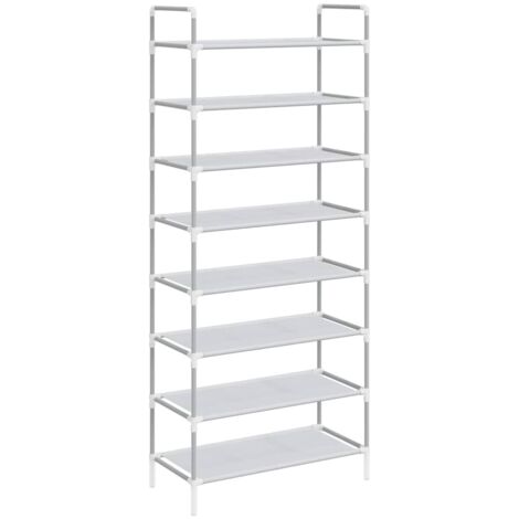 Meuble à chaussures  Étagère à chaussures  Armoire à Chaussures 8 étagères Métal et tissu intissé Argenté BRZH215200