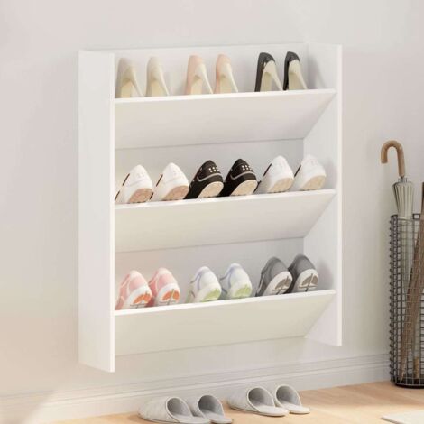 Meuble à Chaussures Étagère à Chaussures - murale Blanc 80x18x90 cm Aggloméré BV686049 - BonneVie