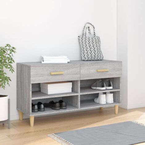 Meuble à Chaussures Étagère à Chaussures - Sonoma gris 102x35x55 cm Bois d'ingénierie BV582446 - BonneVie