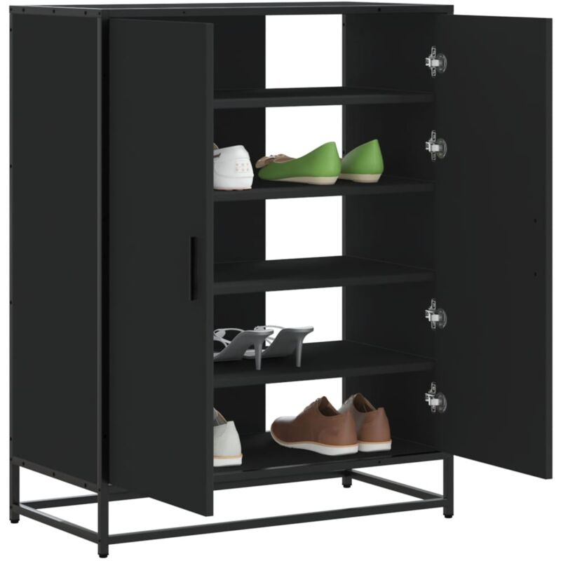 Vidaxl - Meuble à chaussures noir 75x38x97,5 cm bois d'ingénierie métal