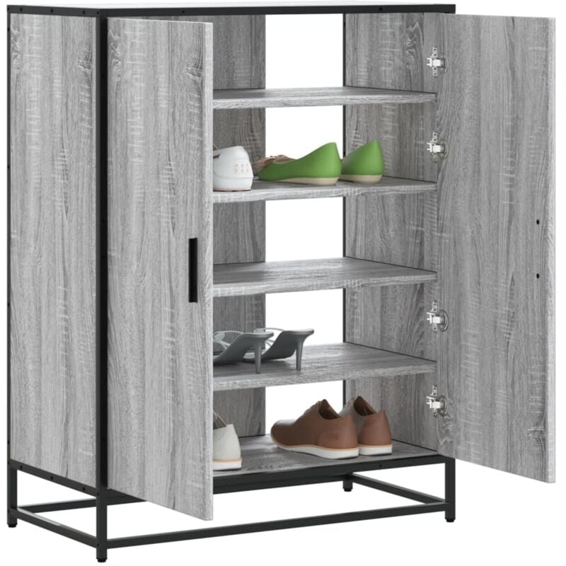 Vidaxl - Meuble à chaussures sonoma gris bois d'ingénierie et métal
