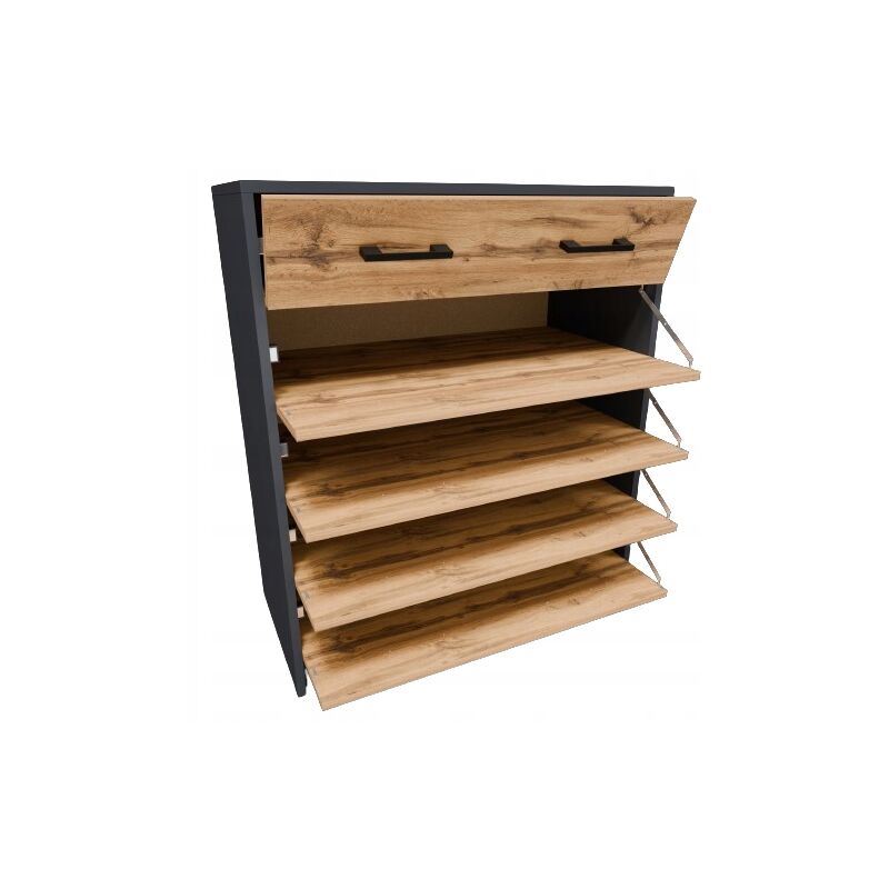 Matkam - Meuble à Chaussures Graphite - Meuble d Entrée à 5 niveaux - 74 x 35 x 85 cm