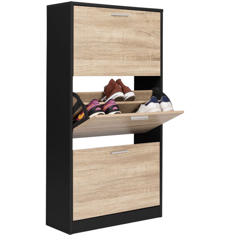 Idmarket - Meuble à chaussures 18 paires klark noir 3 portes imitation hêtre