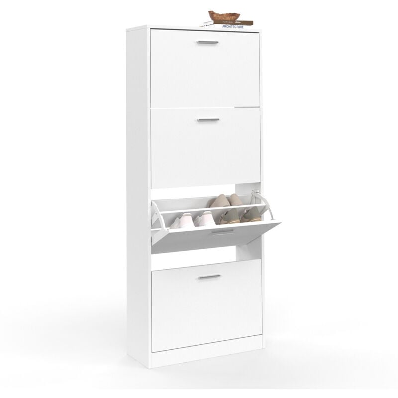 Meuble à chaussures 24 paires klark 4 portes blanc