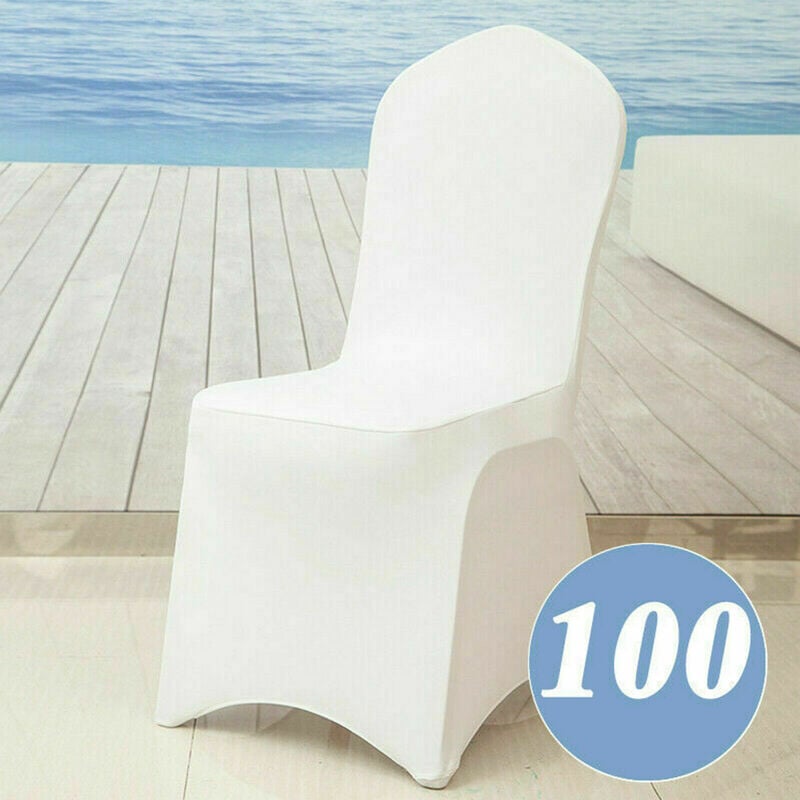 Hengmei - Housse de chaise Lot de 100 Housse de Chaise Extensible Ruban Stretch Couverture de Chaise pour de Mariage, Banquet,Cérémonie, Blanc