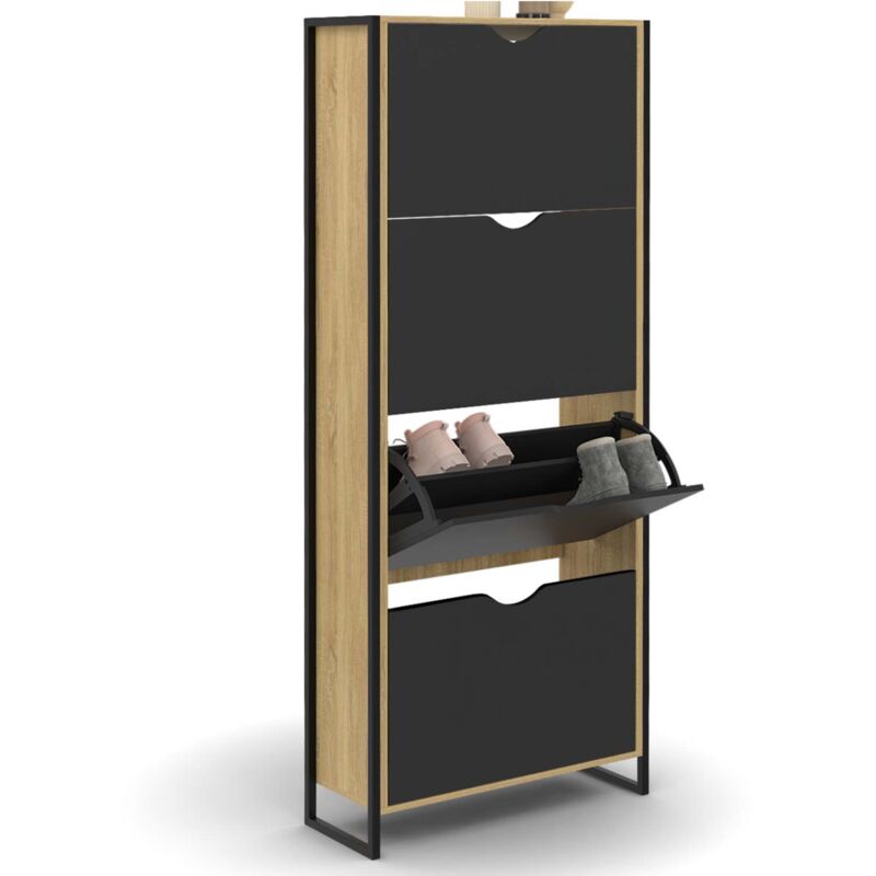 Idmarket - Meuble à chaussures 24 paires boston 4 portes design industriel