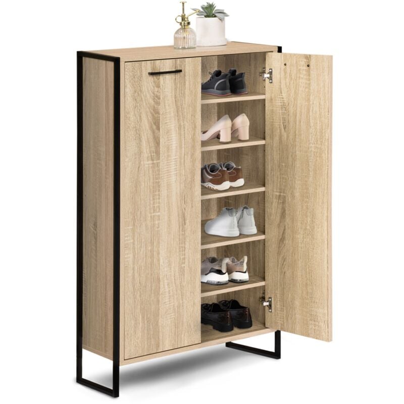 Idmarket - Armoire à chaussures 18 paires luis 2 portes design industriel