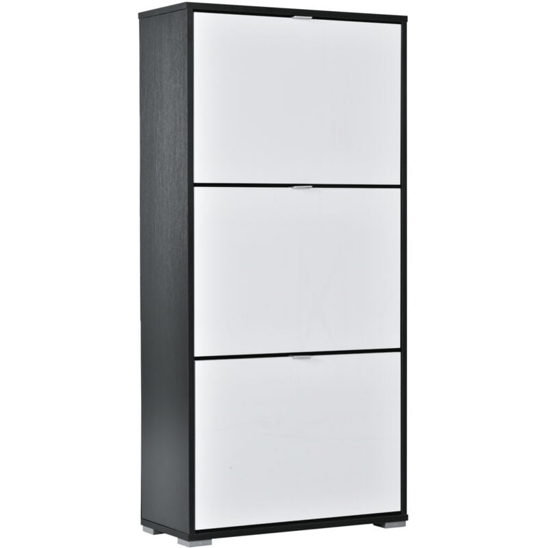 Meuble à chaussures MASSEO noir et blanc laqué