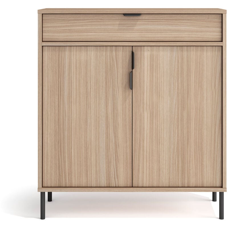 Herdasa - Meuble à chaussures, modèle alice, en mélamine et pieds en métal, en couleur noyer clair