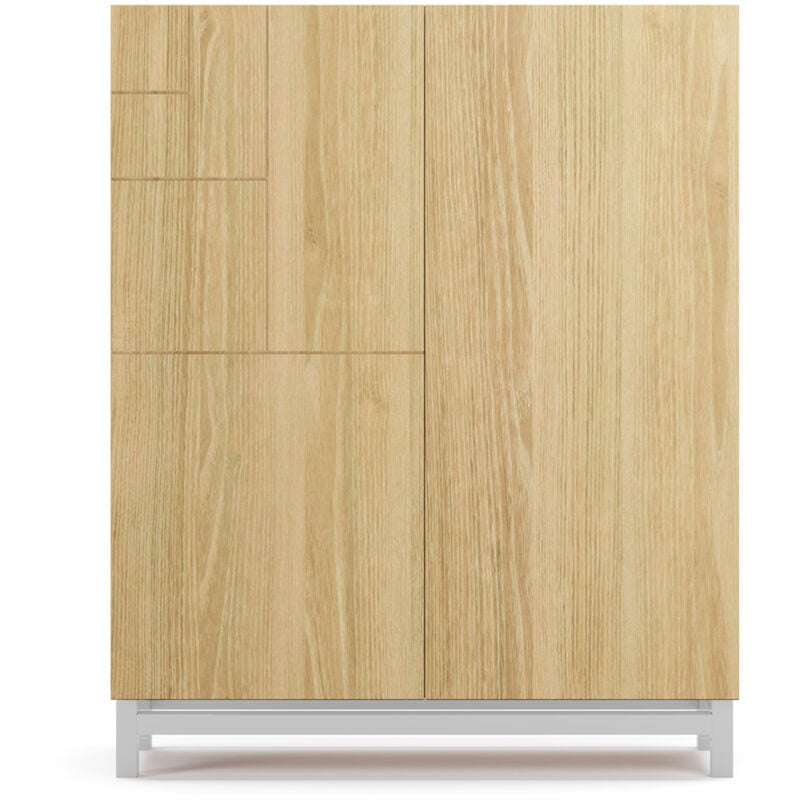 Herdasa - Meuble à chaussures, modèle lofoten, en mélamine en couleur chêne doré et pieds blanc