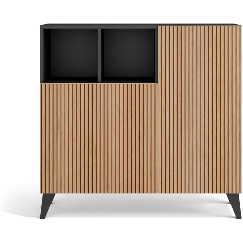 Herdasa - Meuble à chaussures modèle moss, graphite portes dessin lattes