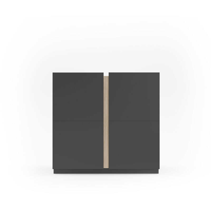 Herdasa - Meuble à chaussures, modèle odda (516graph), avec deux portes . Graphite-Chêne Clair