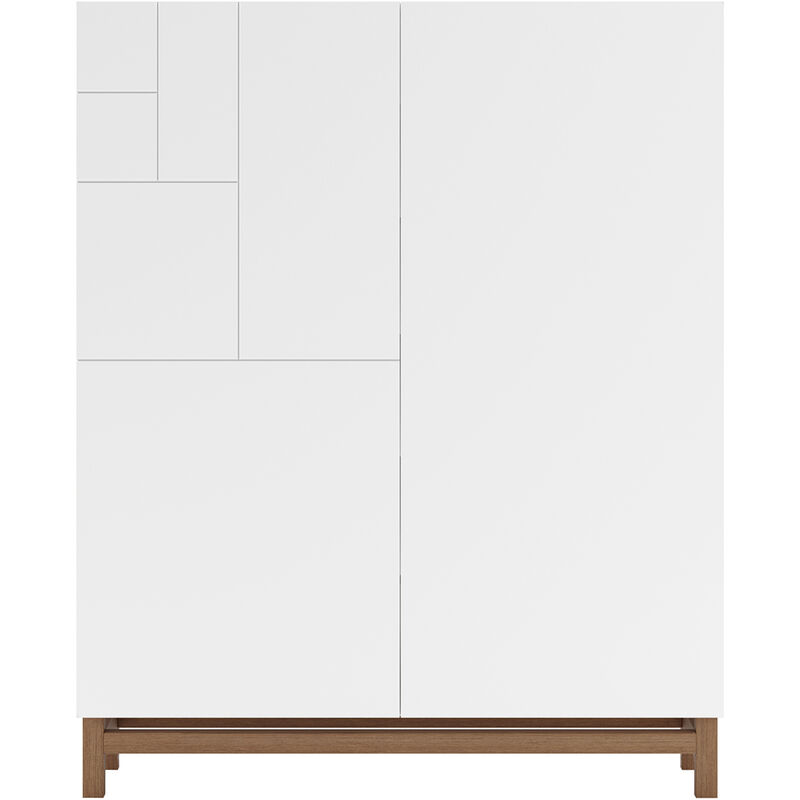 Herdasa - Meuble à chaussures, modèle volda, en mélamine couleur blanc et pieds laqués en couleur noyer.