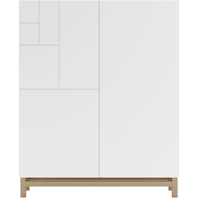 Herdasa - Meuble à chaussures, modèle volda, en couleur chêne clair avec portes blancs.