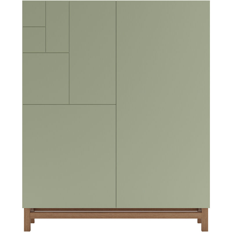 Herdasa - Meuble à chaussures, modèle volda, en mélamine couleur noyer et portes vert.