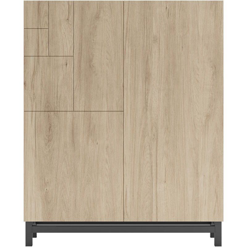 Meuble à chaussures, modèle volda, en couleur chêne clair avec pieds laqués en couleur graphite.