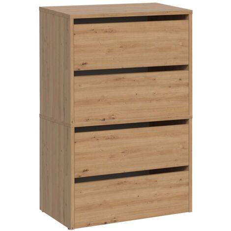 Meuble à chaussures moderne 4 étagères – Panneau stratifié 16mm – Dimensions 60x36x88cm – Design sans poignées pour hall – Modo