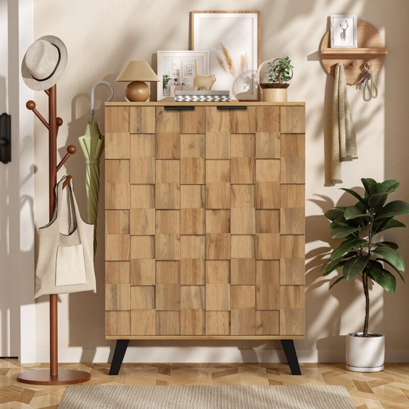 Tanant - Meuble à chaussures moderne à 5 compartiments, étagères réglables, Buffet avec charnières de sécurité, Meuble à chaussures en Bois - 80 x 35