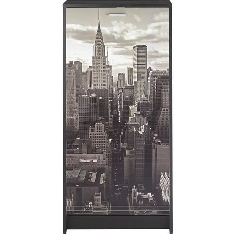 Meuble à chaussures noir rideau New York 21 paires Shoot 58cm