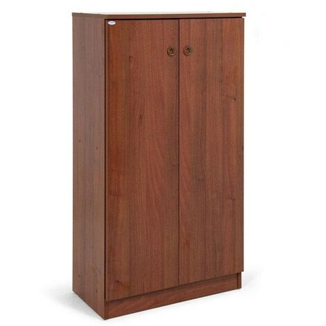 Meuble à chaussures Noyer Antique en bois mélaminé 2 portes - 4 étagères 130x71x38